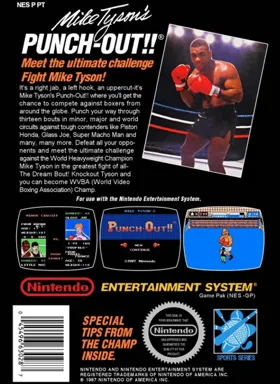 Mike Tyson's Punch-Out!! (Japan, USA) (En) (Rev 1) box cover back